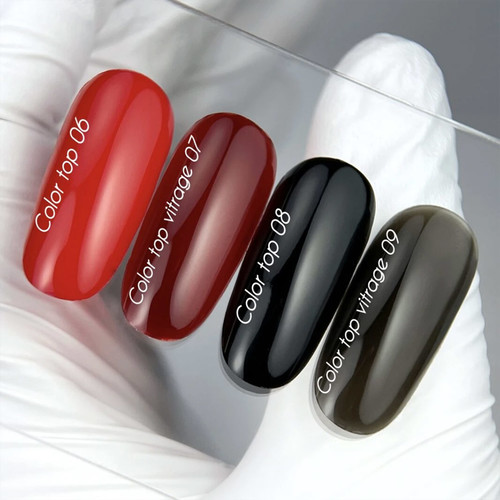Топ NAILSOFTHEDAY Color top Vitrage 09 без липкого слоя полупрозрачный черный 10 мл - Фото №4
