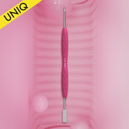 STALEKS manicure spatula with silicone handle UNIQ 11 TYPE 1 (flat straight pusher + ring) - Фото №2