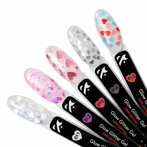 Глиттер F.O.X Glow Glitter Gel Love Edition 014 серебристые сердечки с радужным переливом 5 мл (GG-014) - Фото №2
