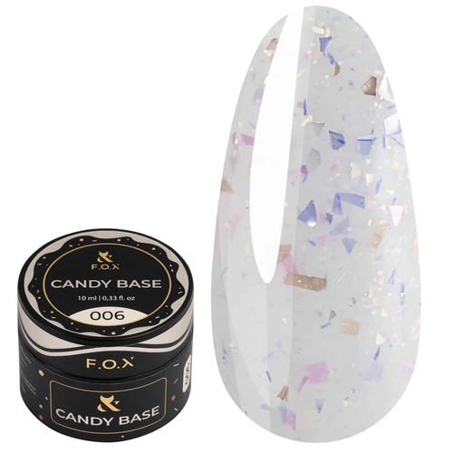База F.O.X Candy Base 006 молочный с блестками и фиолетово-розовой поталью 10 мл - Фото №1