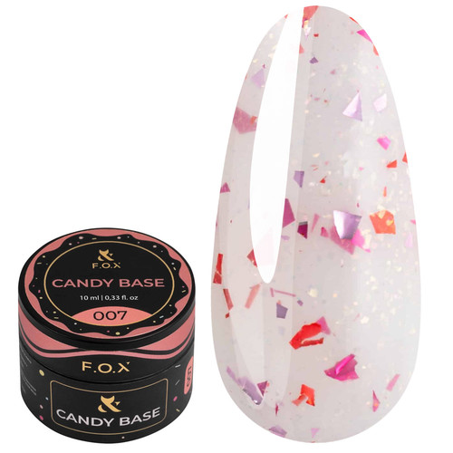 База F.O.X Candy Base 007 молочный с блестками и розово-красной поталью 10 мл - Фото №1