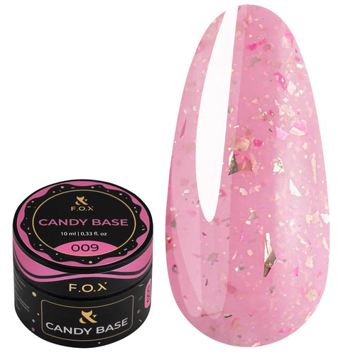 База F.O.X Candy Base 009 розовый с блестками и золотой поталью 10 мл - Фото №1