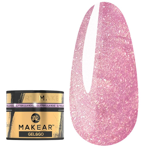 Gel for extension MAKEAR Gel&Go GG24 Glitter Lila Rose 50 ml - Фото №1