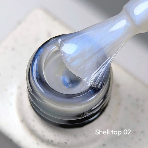 Топ NAILSOFTHENIGHT Shell top 02 жемчужный с голубой втиркой 10 мл - Фото №2