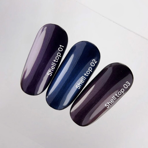 Топ NAILSOFTHENIGHT Shell top 01 жемчужный с фиолетовой втиркой 10 мл - Фото №4