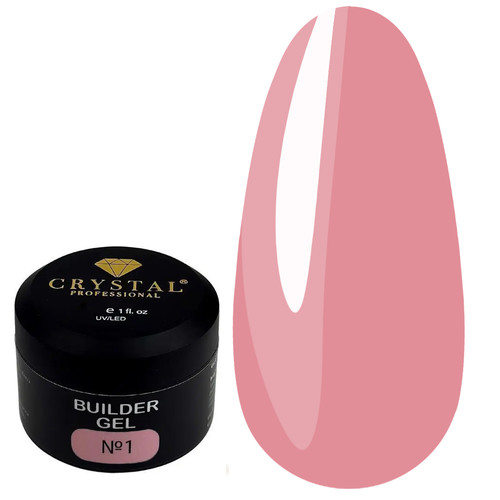 Гель для наращивания Crystal Builder Gel №1 классический розовый 15 мл - Фото №1