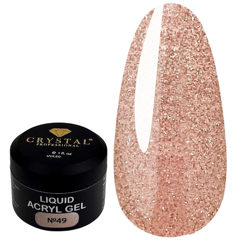 Акрил-гель для ногтей Crystal Liquid Acryl Gel №49 бежевый с микроблеском 30 мл - Фото №1