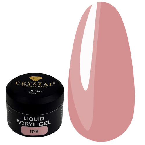 Акрил-гель для ногтей Crystal Liquid Acryl Gel №9 пастельно-розовый 30 мл - Фото №1