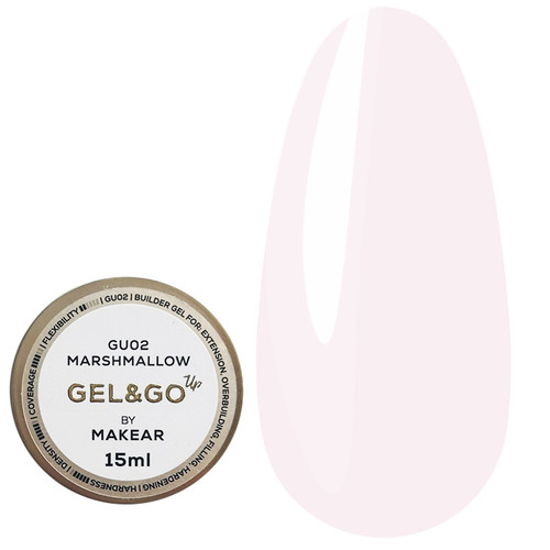 Gel for extensions MAKEAR Gel&Go Up GU02 Marshmallow 15 ml - Фото №1