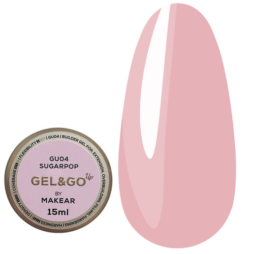 Gel for extensions MAKEAR Gel&Go Up GU04 Sugarpop 15 ml - Фото №1