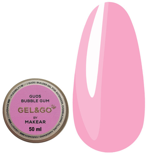 Gel for extensions MAKEAR Gel&Go Up GU05 Bubble Gum 50 ml - Фото №1