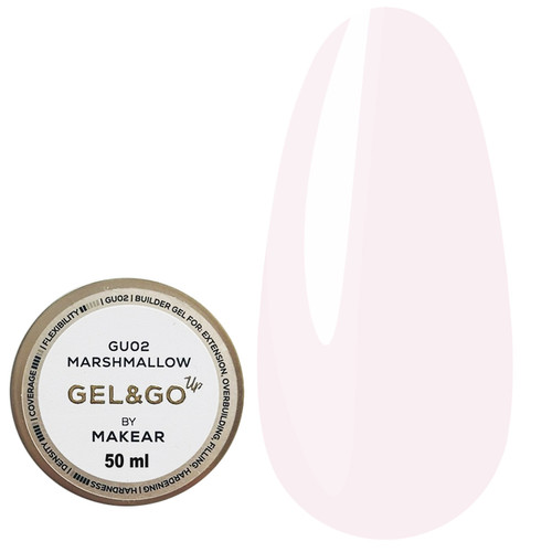 Gel for extensions MAKEAR Gel&Go Up GU02 Marshmallow 50 ml - Фото №1