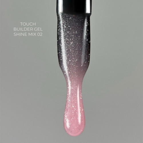 Gel for extensions TOUCH Builder gel Shine mix 02 pink with glitter 15 ml - Фото №3
