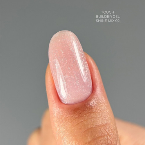 Gel for extensions TOUCH Builder gel Shine mix 02 pink with glitter 15 ml - Фото №4
