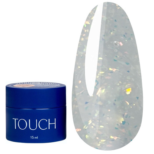 Gel for extensions TOUCH Builder gel Shine mix 04 milky with leaf 15 ml - Фото №1