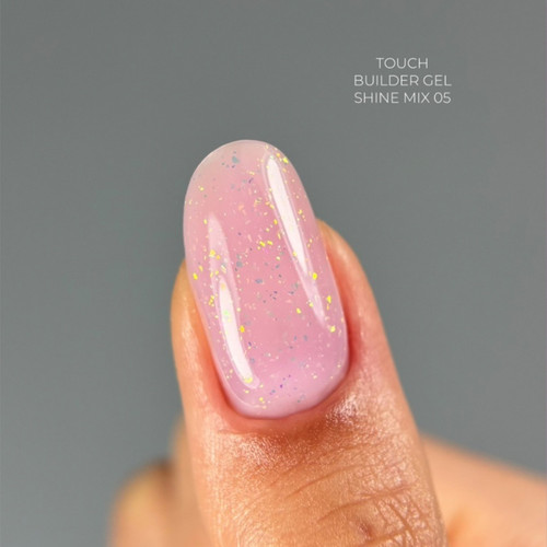 Gel for extensions TOUCH Builder gel Shine mix 05 pink with leaf 15 ml - Фото №4