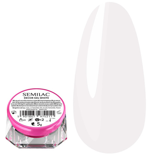 Гель-краска Semilac Decor Gel White 5 г - Фото №1