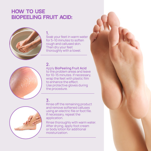 Ремувер для педикюра TUFI profi BioPeeling Fruit Acid для размягчения огрубевшей кожи стоп кислотный 100 мл (0330978) - Фото №4
