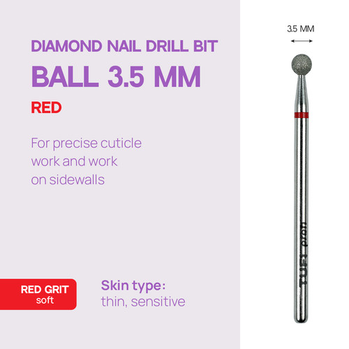 Manicure cutter TUFI profi Diamond Ball 3,5 mm Red Notch (0328399) - Фото №4