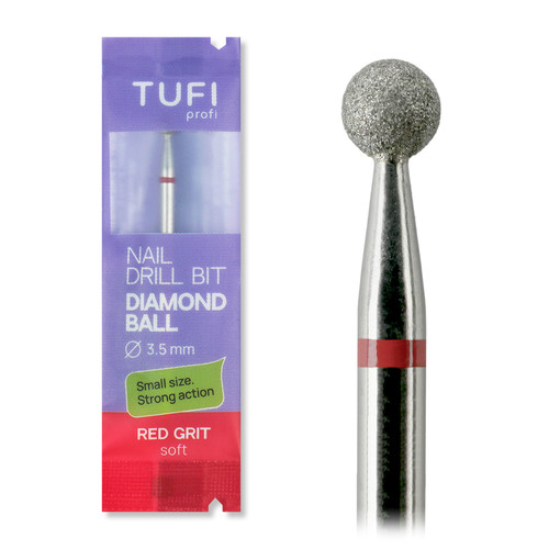 Manicure cutter TUFI profi Diamond Ball 3,5 mm Red Notch (0328399) - Фото №1