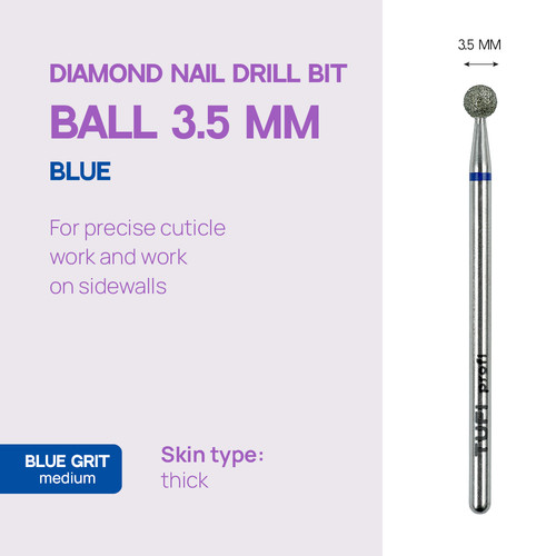 Manicure cutter TUFI profi Diamond Ball 3,5 mm Blue Notch (0328400) - Фото №4