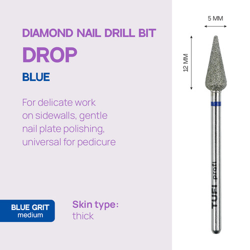 Manicure cutter TUFI profi Diamond Drop 12 х 5 mm Blue Notch (0328402) - Фото №4