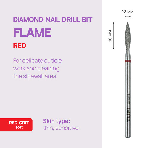 Manicure cutter TUFI profi Diamond Flame 10 mm × 2.3 mm Red Notch (0328403) - Фото №4