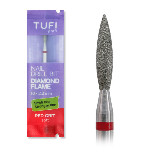 Manicure cutter TUFI profi Diamond Flame 10 mm × 2.3 mm Red Notch (0328403) - Фото №1