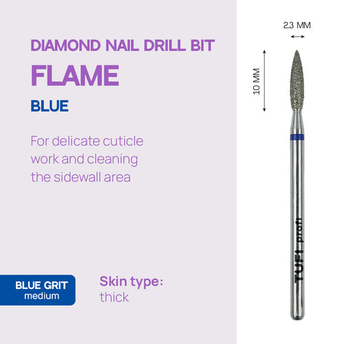 Manicure cutter TUFI profi Diamond Flame 10 mm × 2.3 mm Blue Notch (0328404) - Фото №4