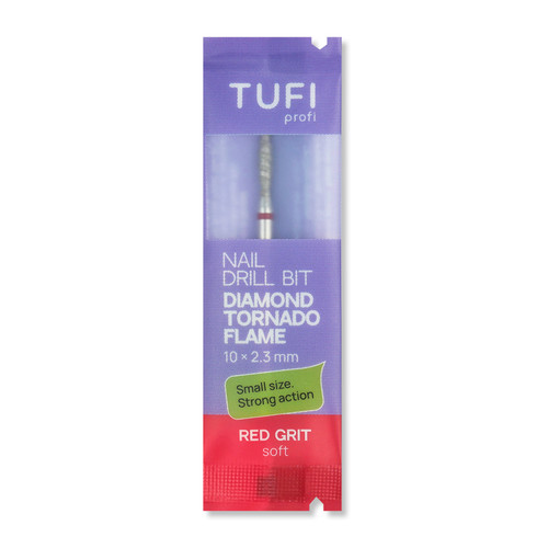 Manicure cutter TUFI profi Diamond Flame Tornado 10 mm × 2.3 mm Red Notch (0328407) - Фото №3