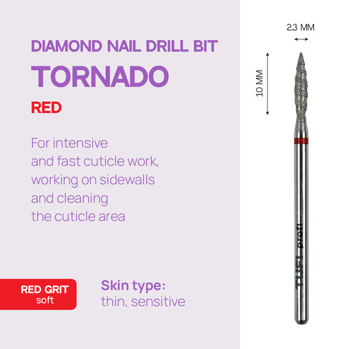 Manicure cutter TUFI profi Diamond Flame Tornado 10 mm × 2.3 mm Red Notch (0328407) - Фото №4
