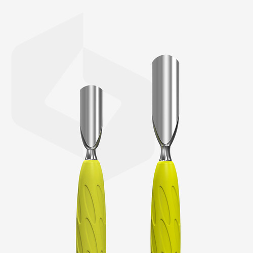 Manicure spatula Staleks Gummy with yellow silicone handle UNIQ 10 TYPE 1 (wide round pusher + narrow round pusher) - Фото №2
