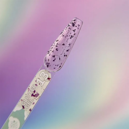 Гель для дизайна YOUARECUTE Glitter Gel 13 с темно-розовыми сухоцветами 5 мл (469-5119-1454) - Фото №3