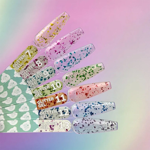 Гель для дизайна YOUARECUTE Glitter Gel 13 с темно-розовыми сухоцветами 5 мл (469-5119-1454) - Фото №4
