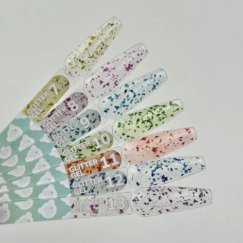 Гель для дизайна YOUARECUTE Glitter Gel 13 с темно-розовыми сухоцветами 5 мл (469-5119-1454) - Фото №5