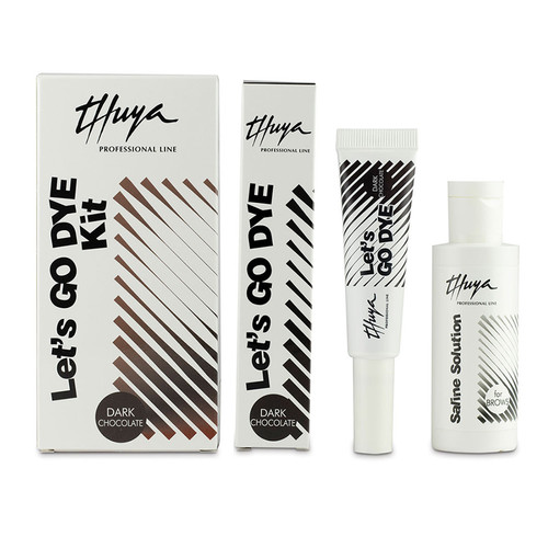 Набор для окрашивания бровей Thuya Let's Go Dye kit Dark Chocolate без окислителя с физиологическим раствором 50 мл - Фото №1