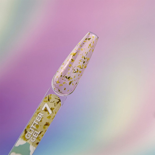 Гель для дизайна YOUARECUTE Glitter Gel 7 с желтыми сухоцветами 5 мл (469-5113-1448) - Фото №3