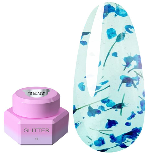 Гель для дизайна YOUARECUTE Glitter Gel 12 с темно-синими сухоцветами 5 мл (469-5118-1453) - Фото №1