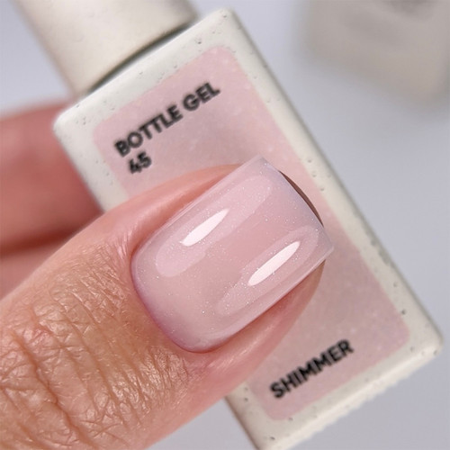 NAILSOFTHEDAY Bottle gel 45 beige with shimmer 10 ml - Фото №4