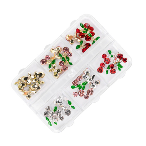 Nail art in a box cherry blossoms with zircons mixed colors 30 pcs - Фото №1