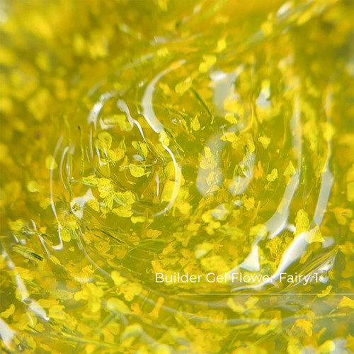 Гель для наращивания Crystal Builder Gel Flower Fairy 1 с желтыми сухоцветами 30 мл - Фото №2
