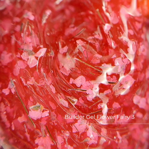Гель для наращивания Crystal Builder Gel Flower Fairy 3 со светло-красными сухоцветами 30 мл - Фото №2