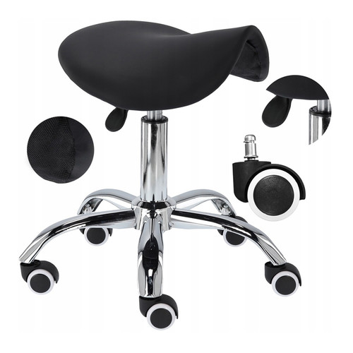 Black barber saddle chair - Фото №2