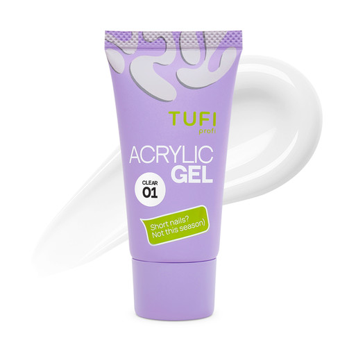 Акригель для наращивания ногтей TUFI profi 01 Clear 30 г (0329136) - Фото №1