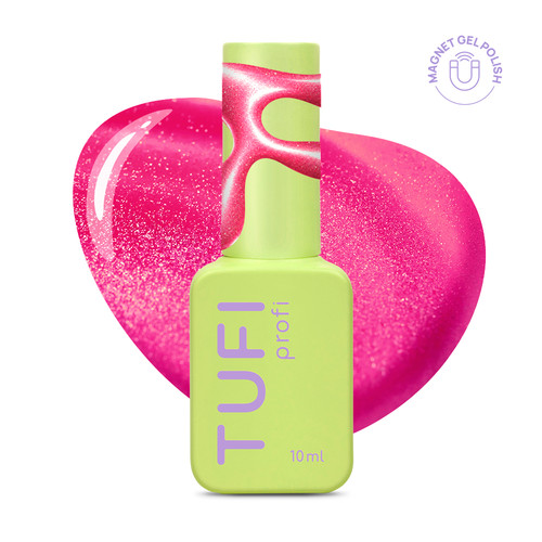 Gel polish TUFI Profi NEON CAT EYE 55 Shock neon pink 10 ml (0334060) - Фото №1