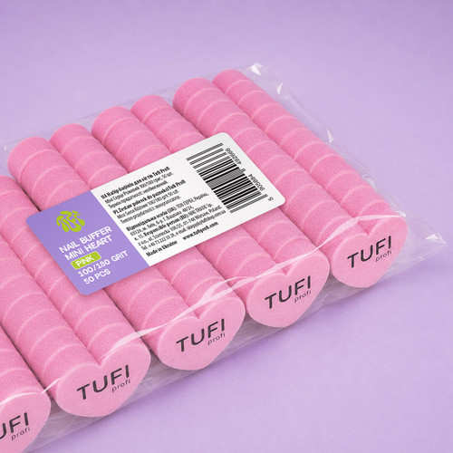 Buff TUFI profi mini pink heart 100/180 grit 50 pcs (0309786) - Фото №7