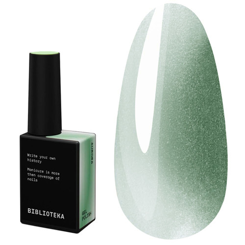 Gel polish BIBLIOTEKA CAT EYE RAYS 12 Aurora green-pearlescent 10 ml - Фото №1