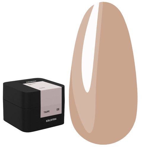 Gel for extensions BIBLIOTEKA Builder gel 08 Taupe cold beige 30 ml - Фото №1