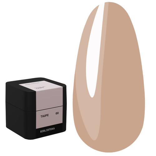 Gel for extensions BIBLIOTEKA Builder gel 08 Taupe cold beige 15 ml - Фото №1