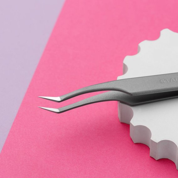 Professional eyelash tweezers EXPERT 41 TYPE 7 (L-shaped, 30') - Фото №3